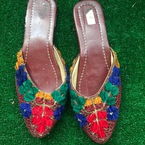 Unique shoes. multi-color mules. Size 7.5